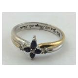 .925 Natural Blue Sapphire & Diamond Ring Size 9