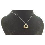 .925 .10ctw Natural Diamond Double circle pendant