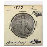 1917 S Walking Liberty Half Dollar From Old