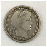 1916 D Barber Quarter Dollar