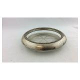 Glass coaster with sterling silver rim