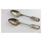 Two Spoons, not marked, but believed to be silver