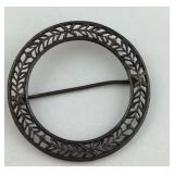Sterling Wreath Brooch, intricate pattern