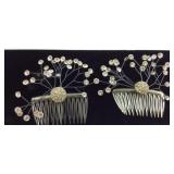 Two Wedding Day Hair combs with stones, two are