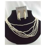 Fresh Water Pearl Necklace and Earrings Set,