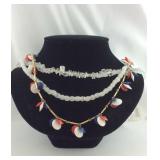 Three Necklaces - 2 white and 1 red/white/blue