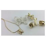 Butterflies and Flowers:  Butterfly necklace and