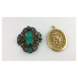 2-pieces:  Vintage design pendant and picture