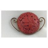 Red sterling marked brooch, may be made of