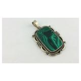 Green swirl Pendant with Mexican  sterling s