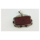 Burgundy & black swirl Pendant with  Mexican