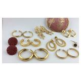 Ten pairs of earrings, plus one shell pendant