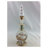 Glass perfume bottle, 5 1/2 inches tall, clear