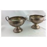 Sterling cream and sugar set, no top to the