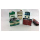 Six cigarette lighters with brand  cigarettes