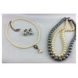 Richelian faux pearl necklace, plus earrings and