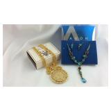Avon teal and topaz Multi color necklace and