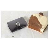 Cow hide compact, missing mirror and metal mirror