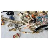 Group of costume jewelry necklaces and a few