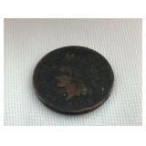 1908 Indian head penny and coin container