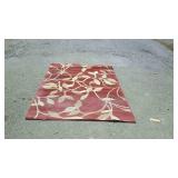 Red tan wool area rug with flower design, does