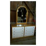 Pine dresser with white MDF drawer fronts and