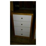 Four drawer chest of drawers. Pine with white MDF