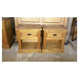 Pair of single drawer, pine nightstands.