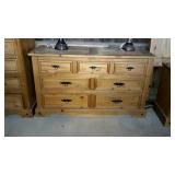 Seven drawer pine dresser. 57"×20"×33". Match to