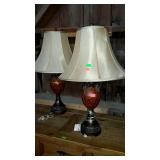 Pair of living room lamps. Nice carved base with