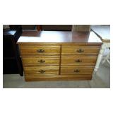 Six drawer dresser. 48"×17"×30". Good, clean
