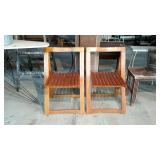 Two slat bottom folding chairs