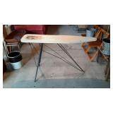 Wooden ironing board with metal folding legs