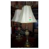 Home décor table lamps with cloth shades, pair of