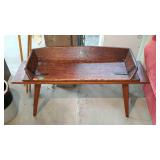 Bench seat, made from coffee table with attached