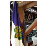 Three flag poles with flags - one 96" tall with