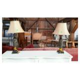 Pair of home decor designer lamps, with shades,