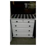 Blue and white painted dresser, with two over