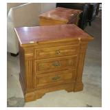 Three drawer end table measures 28x16x27