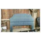 Blue padded headboard with metal rails 61in long