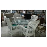 Sunroom patio set, glass top table with four