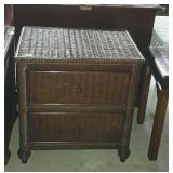 Two drawer nightstand wicker style 24x18x26