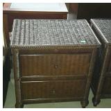 Two drawer nightstand wicker style 24x18x26