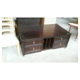 Coffee table with storage cubby and drawers some