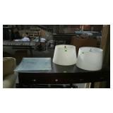 Two lamp shades and some misc glass pieces