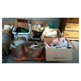 Skid lot - table linens, corning ware, books,