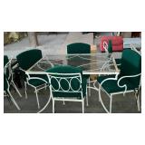 Wrought iron patio glass top, dining table and