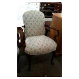 Queen Anne footed arm chair with Asian theme