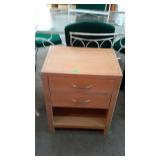 Blonde two drawer end night stand with bottom