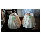 Pair of scalloped, pleated lamp shades with harps
